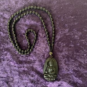 Obsidian Buddha necklace